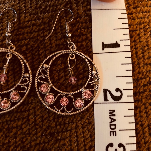 Pink Swarovski Crystals Earrings - Picture 4 of 4